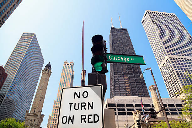istock Chicago Avenue Sign, Water Tower and John Hancock Building 536735170