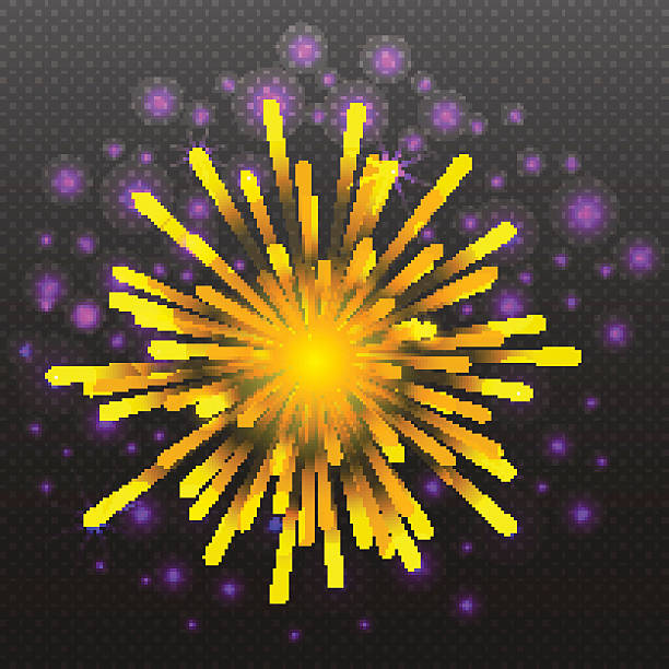 illustrazioni stock, clip art, cartoni animati e icone di tendenza di impostare natalizio di fuoco d " artificio salute esplosione illustrazione vettoriale con sfondo trasparente - firework display pyrotechnics exploding star