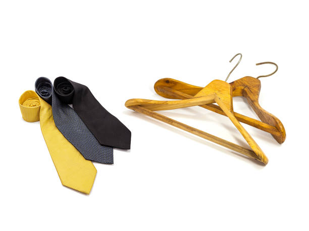istock Wooden clothes hanger and neckties 536747017