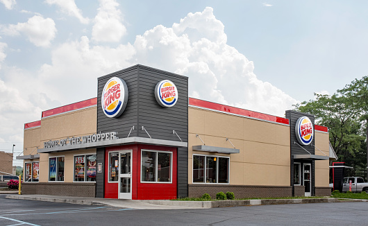 Restaurant and its patio in Waterloo, Ontario, Canada on a sunny day.