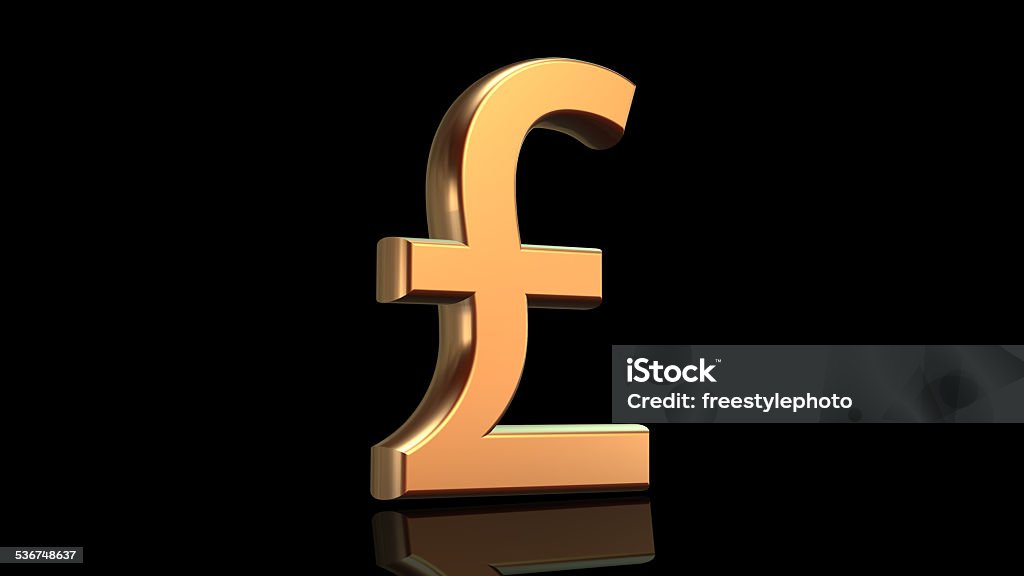 Pound Sign Pound sign in gold on black background 2015 Stock Photo