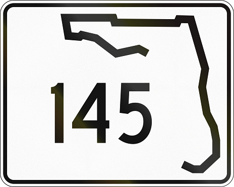 US state highway shield Florida. The sign contains a shape of the state.