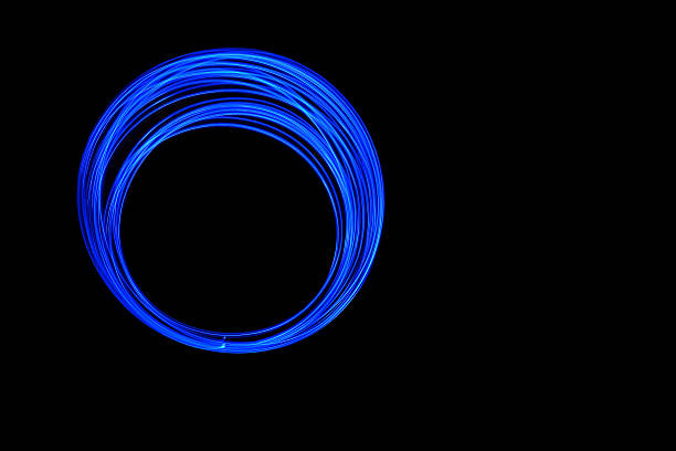 istock Blue LED Long Exposure, LED Lighting Texture on Black Background 536750878