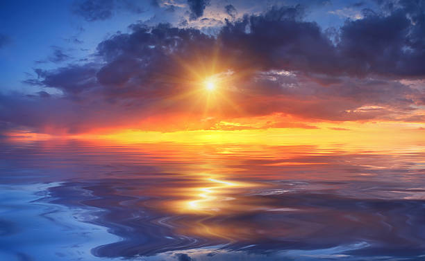 istock Beautiful sunset over sea with reflection in water 536751641