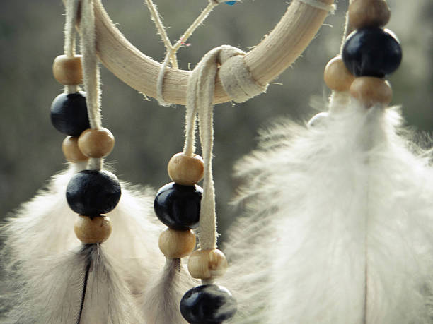 istock Wooden Dreamcatcher with feathers and beads 536775539