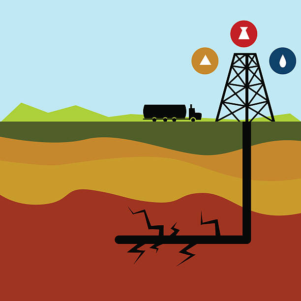 Fracking Oil Diagram vector art illustration