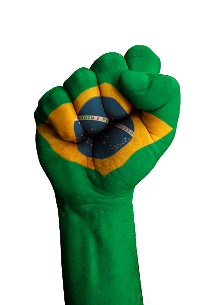 istock Fist with flag of Brazil 536779664