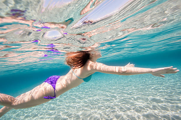 istock Beautiful young woman swimming 536810791