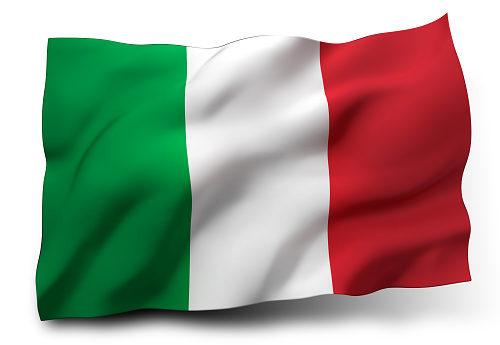 Waving flag of Italy isolated on white background
