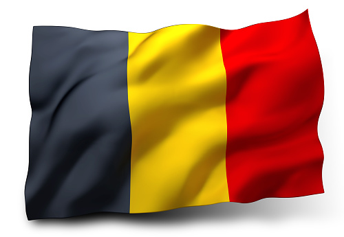 Waving flag of Belgium isolated on white background