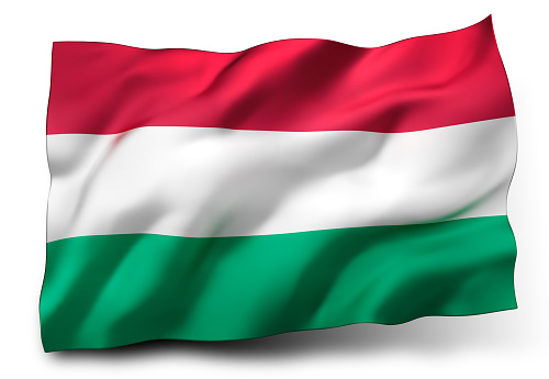 Waving flag of Hungary isolated on white background