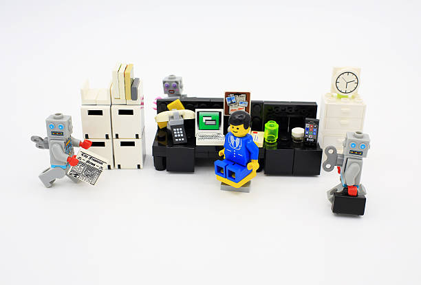 arbeiter lego mini figuren von office - lego figurine men isolated stock-fotos und bilder