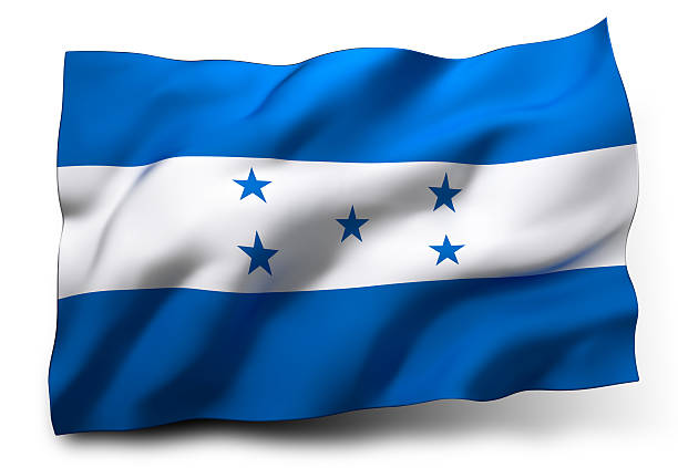 Waving flag of Honduras isolated on white background
