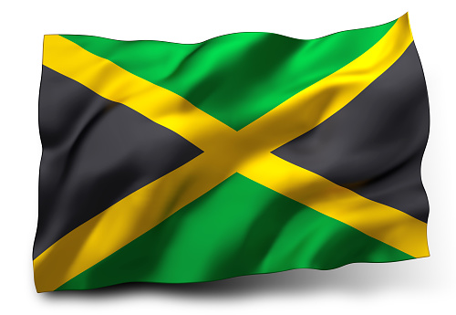 Waving flag of Jamaica isolated on white background
