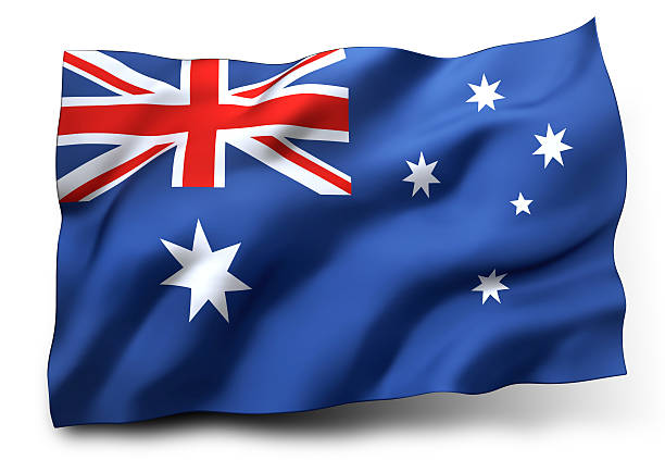 Flag of Australia Waving flag of Australia isolated on white background allegory painting photos stock pictures, royalty-free photos & images
