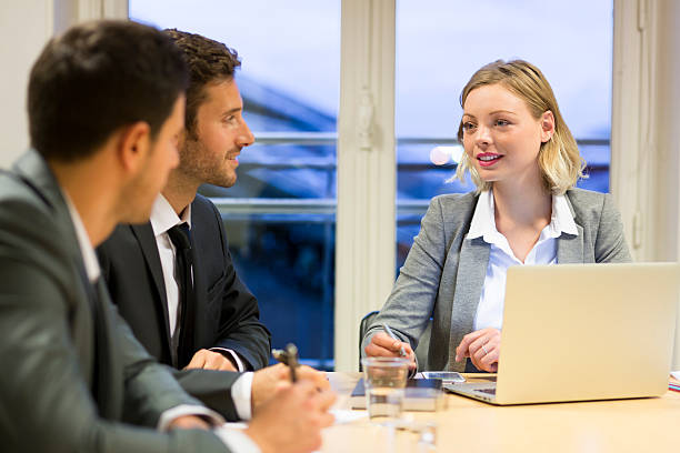 istock Three business peoples working together in meeting room 536813269