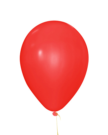 Single red balloon isolated on white. Clipping path included.