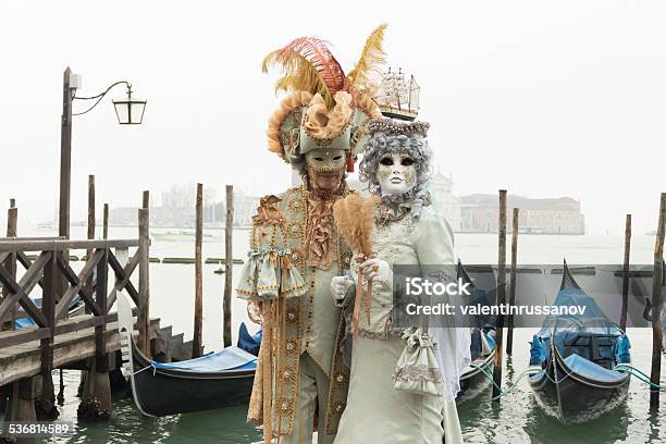 Venetian Couple Stock Photo - Download Image Now - Period Costume, 2015, Architecture