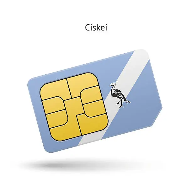 Vector illustration of Ciskei mobile phone sim card with flag