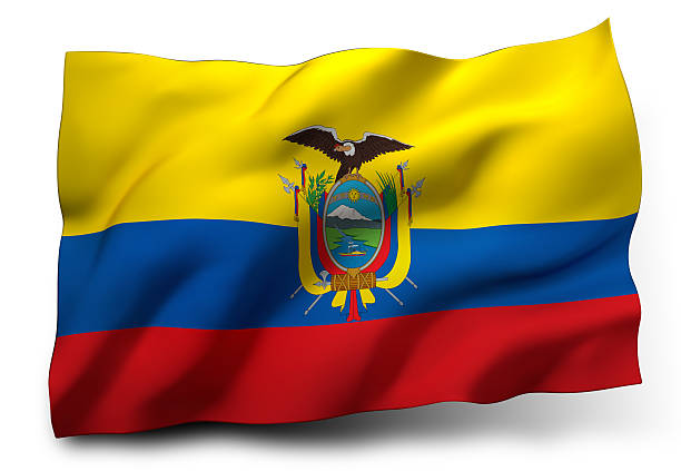 Flag of Ecuador Waving flag of Ecuador isolated on white background coat of arms photos stock pictures, royalty-free photos & images