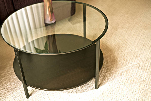 Modern Round Glass Coffee Table Modern Round Glass Top Coffee Table coffee table top stock pictures, royalty-free photos & images