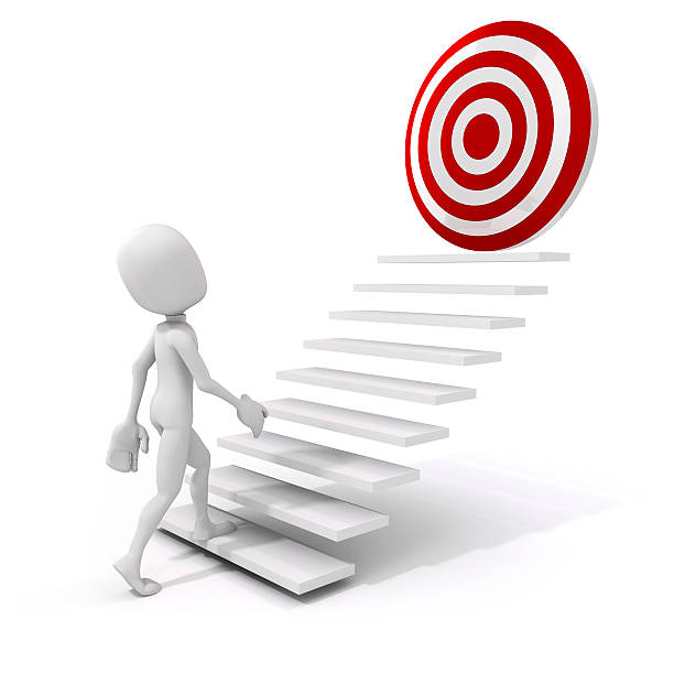 istock 3d man climbing on a stair to success 536831557