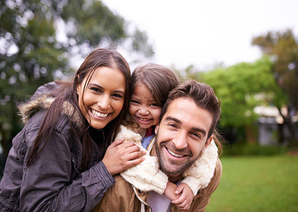 familie ist alles - portrait brown hair recreational pursuit expressing positivity stock-fotos und bilder