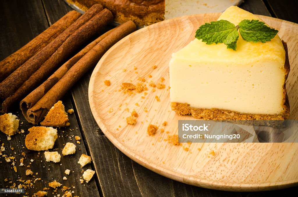 Cheese cake New York cheese cake on wooden background 2015 Stock Photo