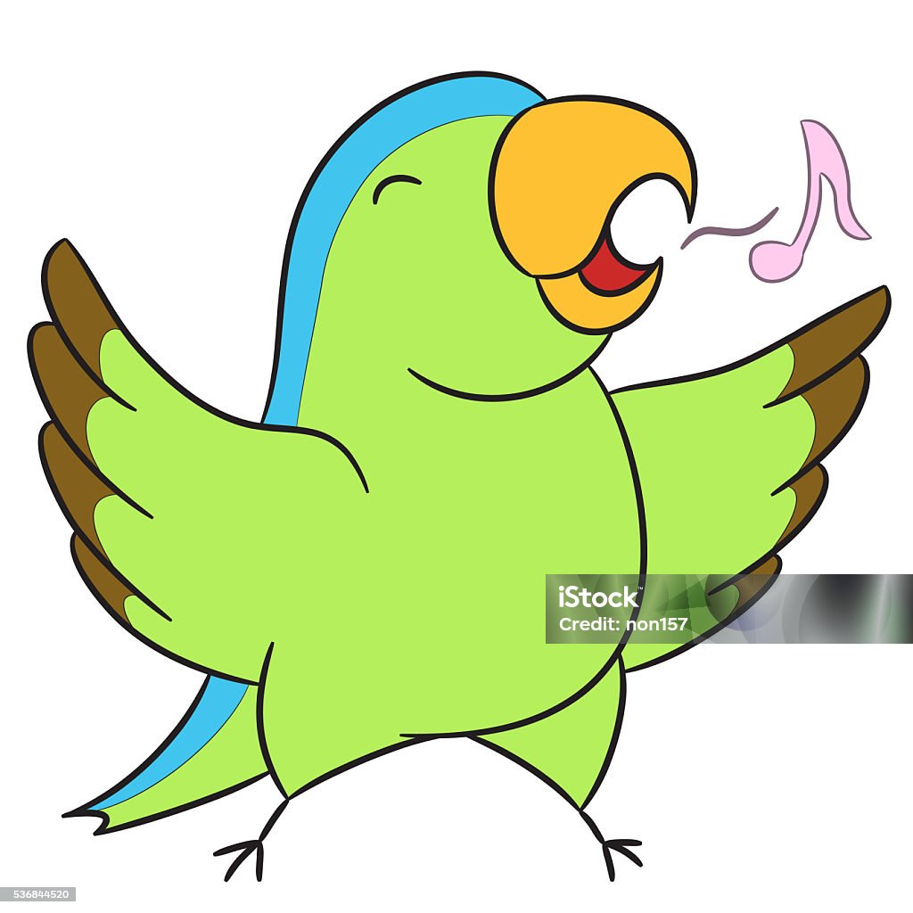 Cartoon Drawing Parrot Sing Stock Illustration - Download Image ...