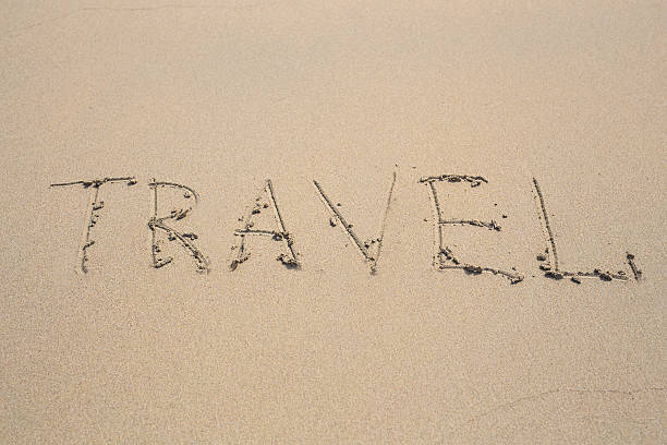 istock written words travel on sand of beach 536844596