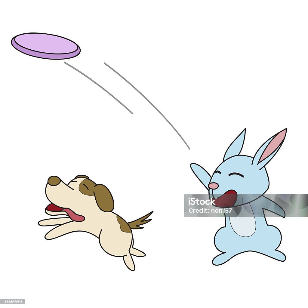 Cartoon Rabbit With Dogs Cartoon Drawing Rabbit Play With Dog Stock Illustration - Download ...