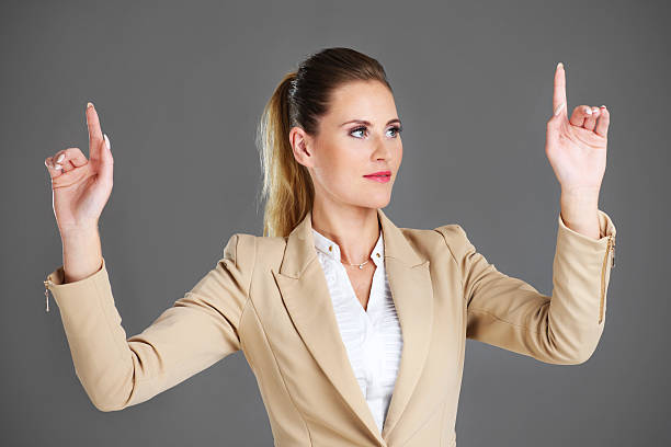 istock Businesswoman and touchscreen 536844942