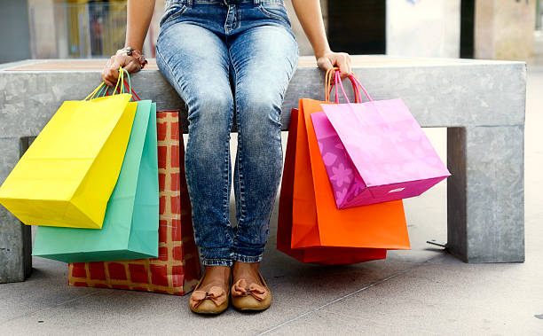 istock Young woman after shopping 536845950