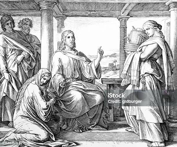 Mary And Martha Stock Illustration - Download Image Now - 1860, 2015, Bible