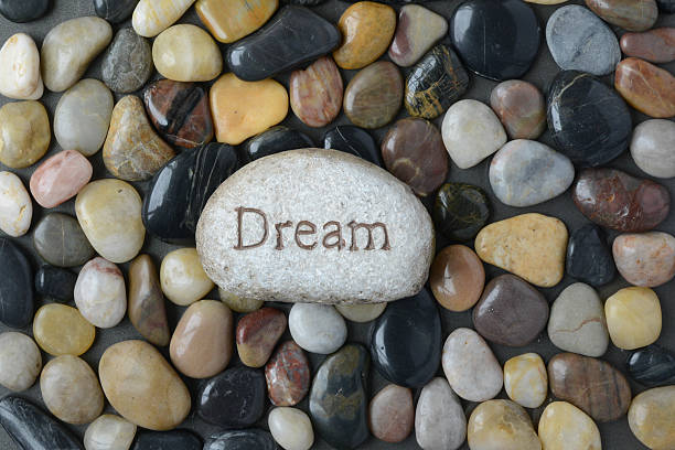istock Flush Pebble Stone and River Background with word Dream 536853575