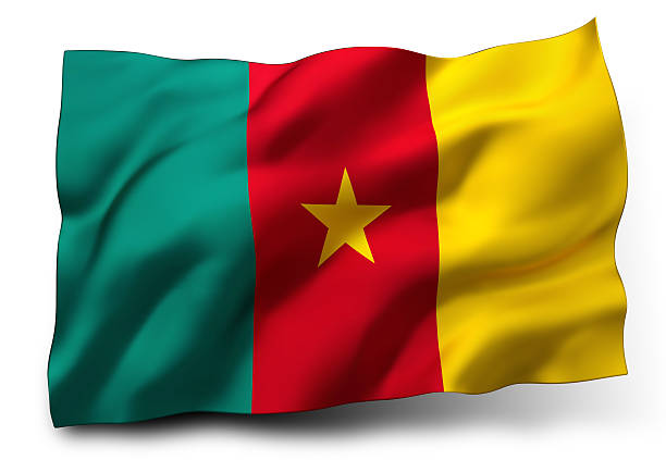 Cameroun flag on a silk drape waving