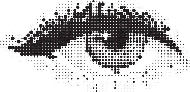 Pop Art eye Just using dots formed wire mesh illustrations stock illustrations