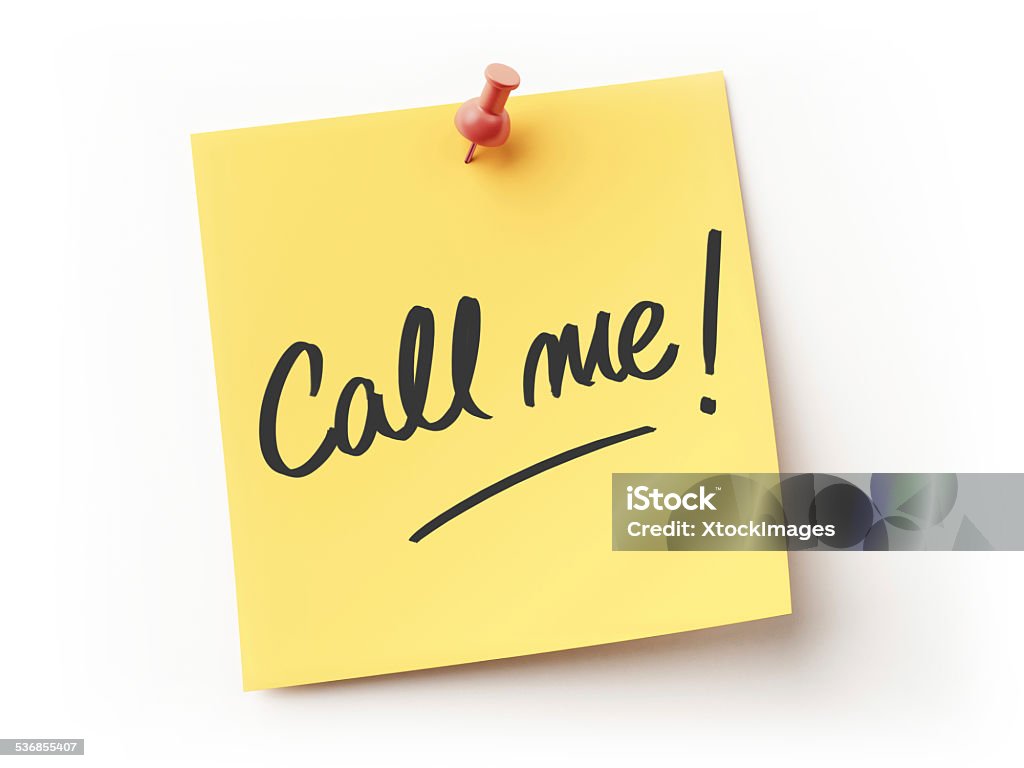 Sticky Note Message Sticky Note Message isolated on white Call Me Gesture Stock Photo