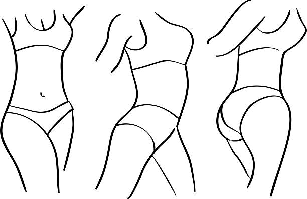 illustrations, cliparts, dessins animés et icônes de saine femme mince avec un corps de l'estomac - bikini human leg sensuality women