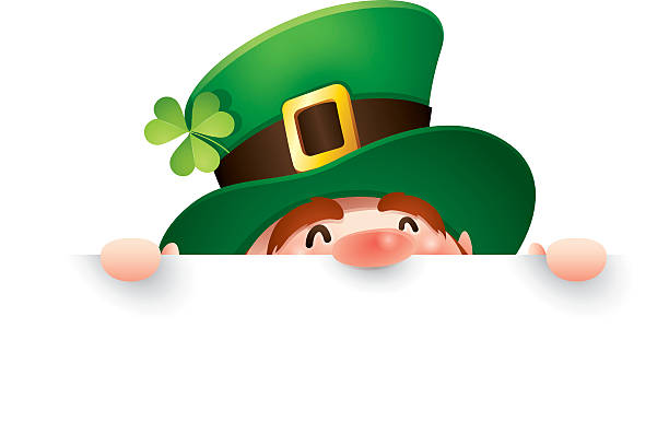 leprechaun z dużym znak - leprechaun holiday stock illustrations