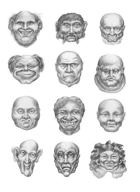 istock Creepy heads collection (front). Pencil hand drawings 536871583