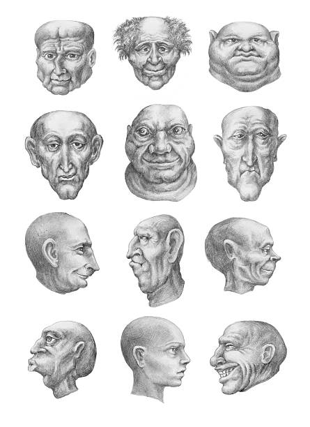 istock Creepy heads collection (front). Pencil hand drawings 536871585