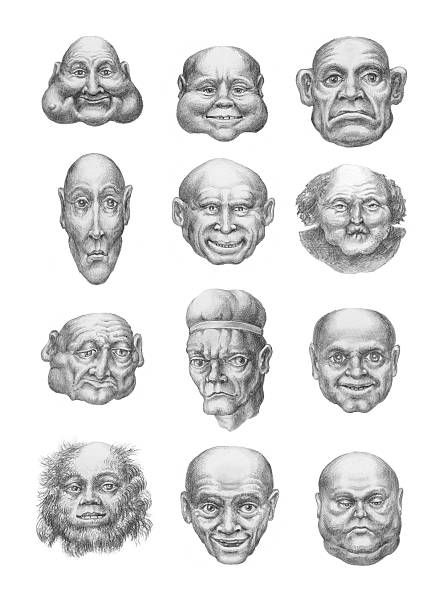 istock Creepy heads collection (front). Pencil hand drawings 536871587