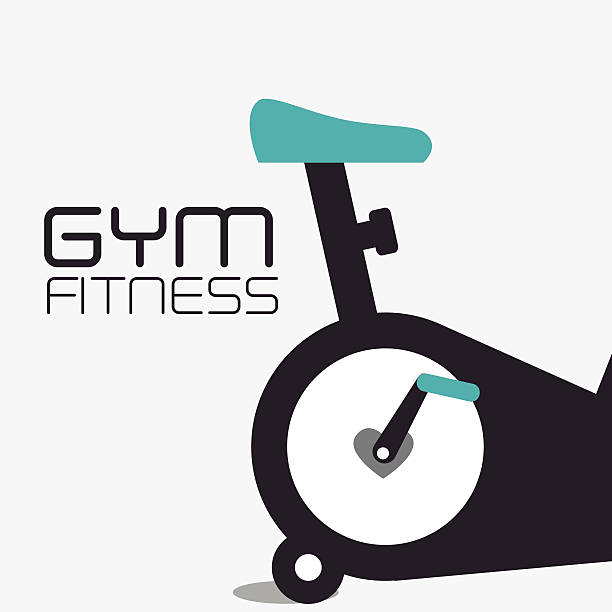 Fitness design, vector illustration. Fitness design over white background, vector illustration. spin bike stock illustrations