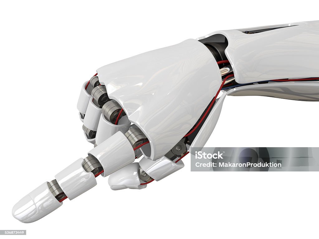 Cyborg robot hand Humanoid robot hand. Futuristic cyborg concept. High quality 3D rendering. Isolated on white background. 2015 Stock Photo