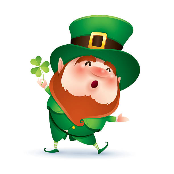 ilustraciones, imágenes clip art, dibujos animados e iconos de stock de duende irlandés presentación - clover st patricks day welcome sign greeting