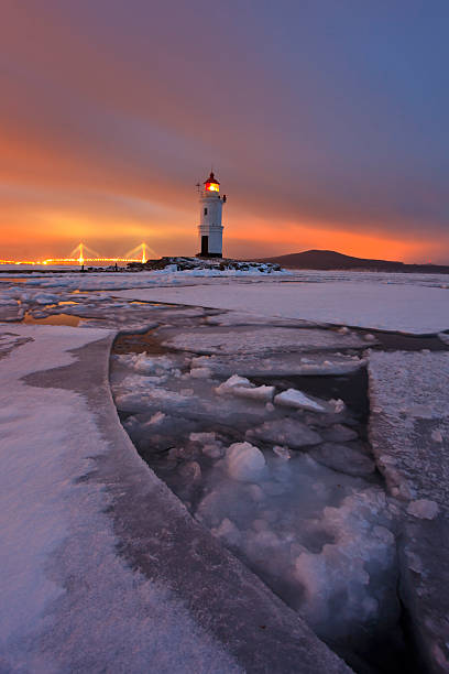 istock Winter landscape with a view of the lighthouse 536876729