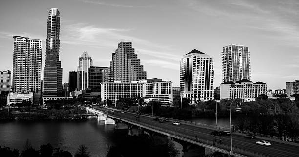 istock Monochrome Overlooking Congress Avenue Bridge Cityscape 536878317