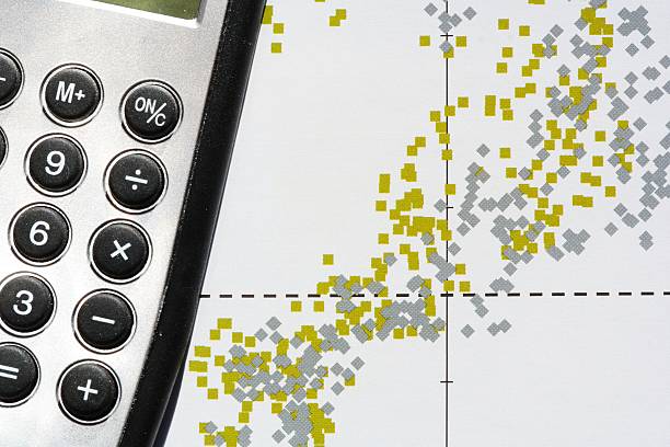 istock stock marker scatter graph with calculator 536878651