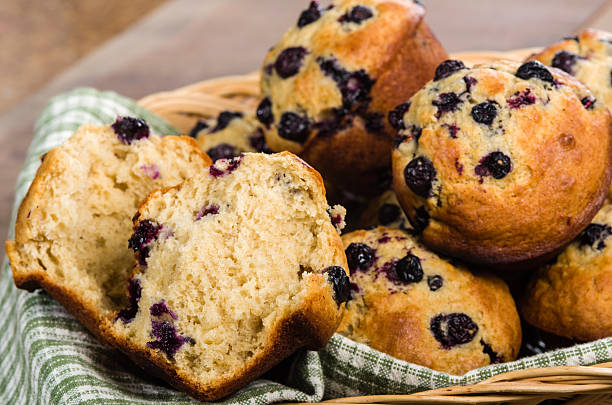 istock Basket of warm blueberry muffins 536879327
